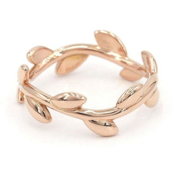 Tiffany & Co. Olive Leaf Band Ring Size 8.5 K18PG Paloma Picasso Pink Gold - Picture 2 of 5